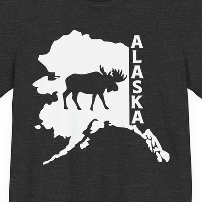 Alaska Moose Silhouette Shirt Premium T-Shirt – Dark Grey Heather – Alaska Cruise Shirts Close Up