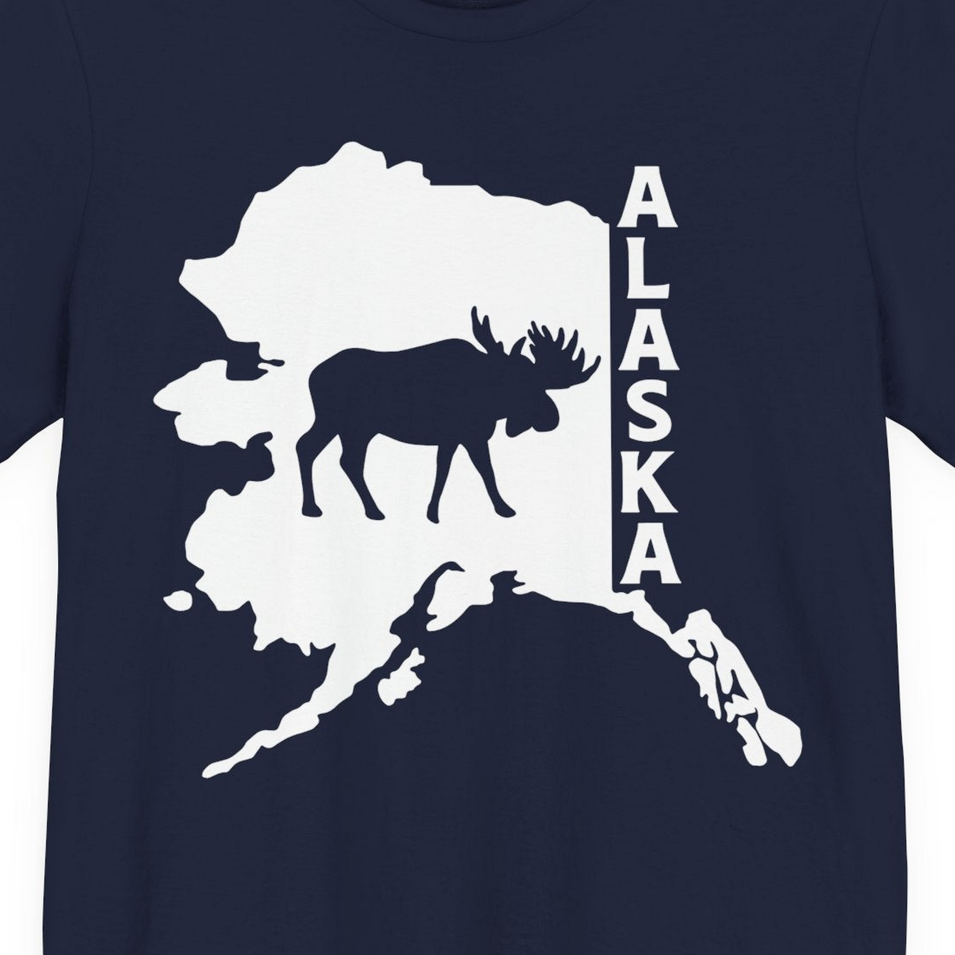Alaska Moose Silhouette Shirt Premium T-Shirt – Navy – Alaska Cruise Shirts Close Up