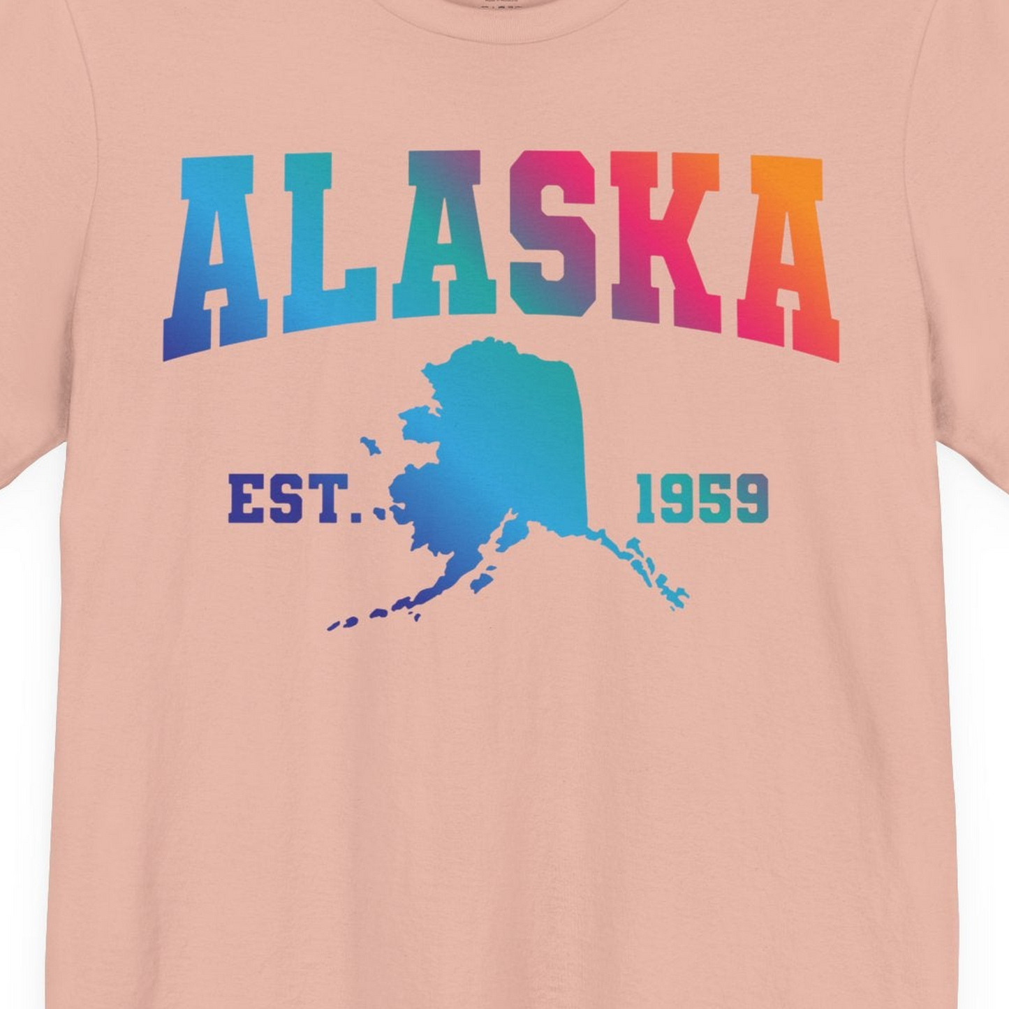 Retro Alaska Est 1959 Shirt Premium T-Shirt – Peach – Alaska Cruise Shirts Close Up