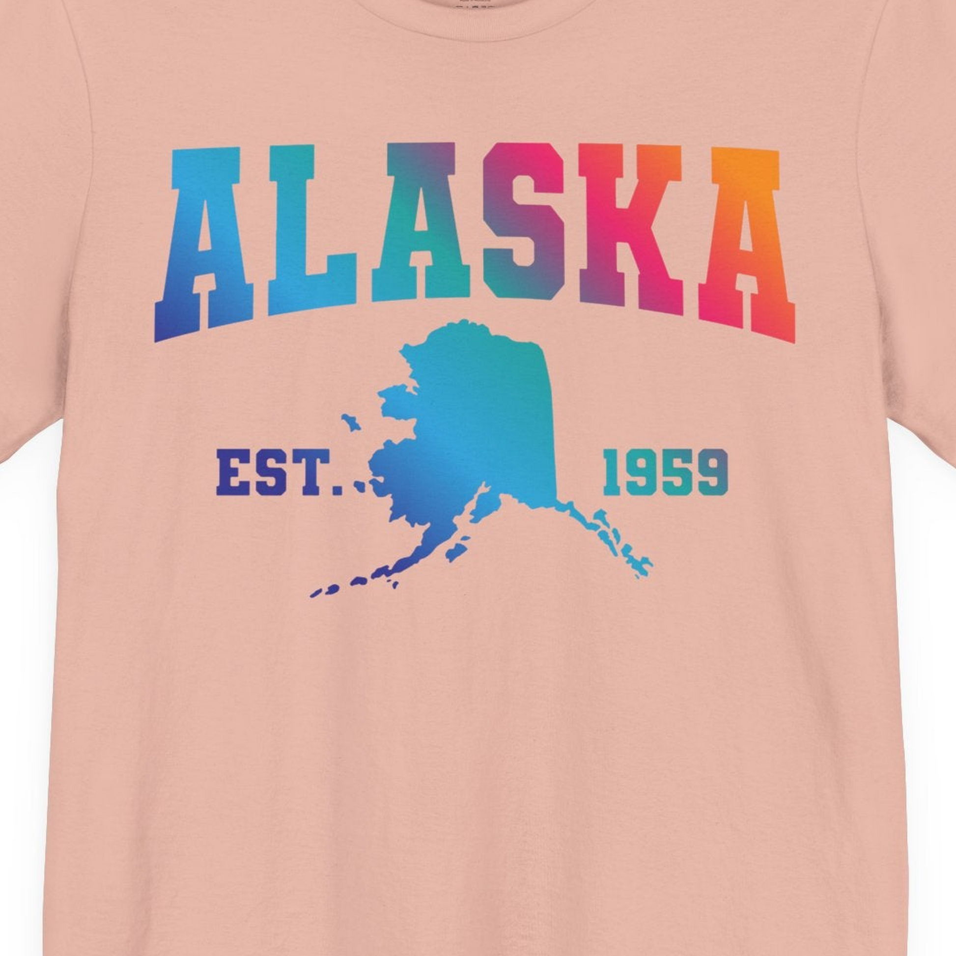 Retro Alaska Est 1959 Shirt Premium T-Shirt – Peach – Alaska Cruise Shirts Close Up