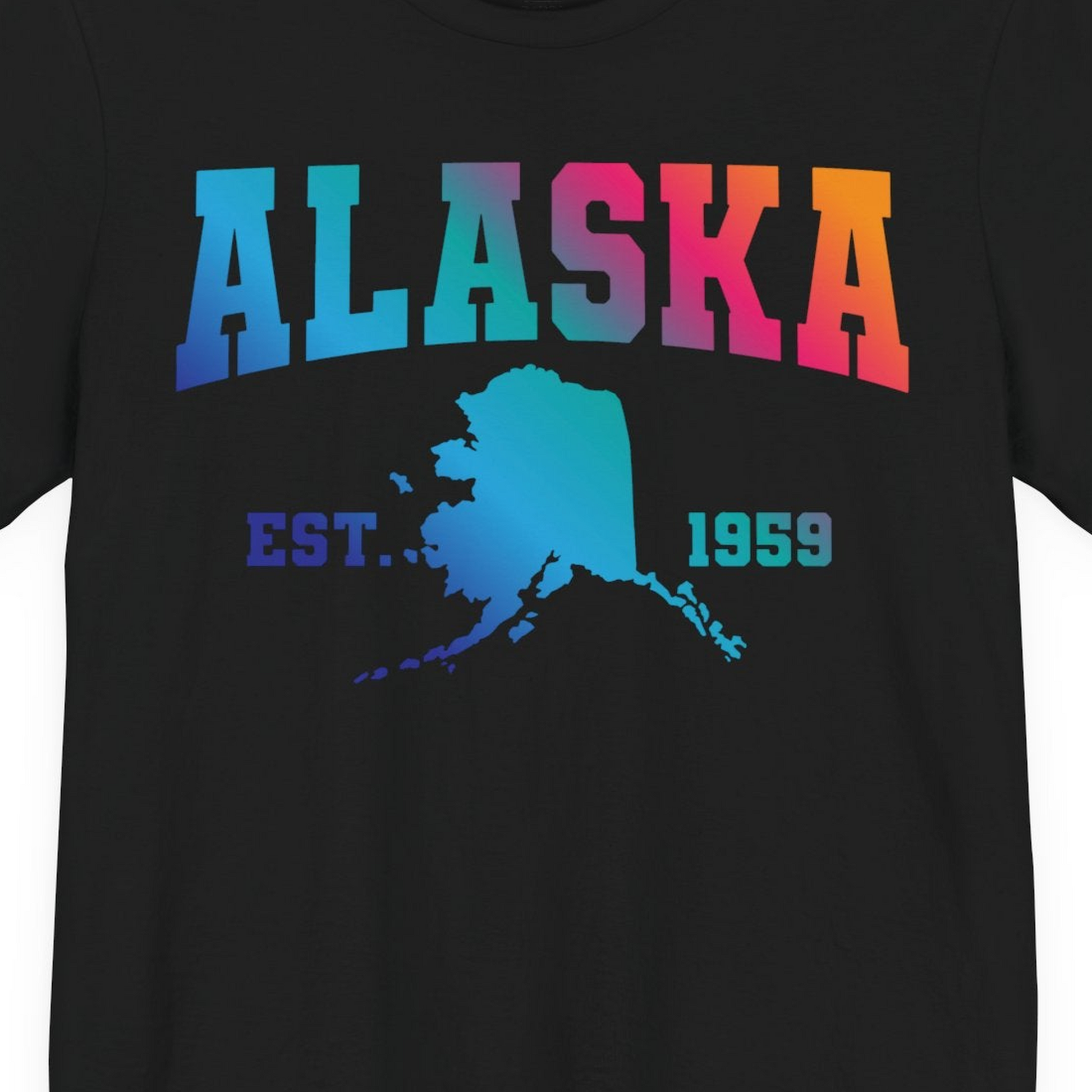 Retro Alaska Est 1959 Shirt Premium T-Shirt – Black – Alaska Cruise Shirts Close Up
