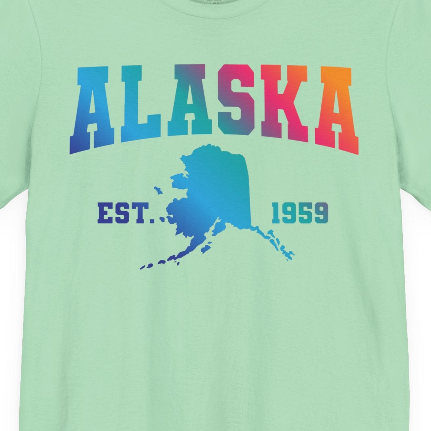 Retro Alaska Est 1959 Shirt Premium T-Shirt – Mint – Alaska Cruise Shirts Close Up