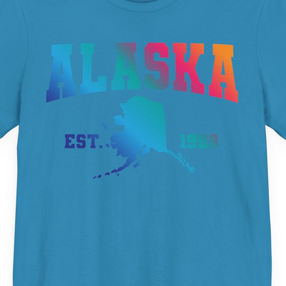 Retro Alaska Est 1959 Shirt Premium T-Shirt – Aqua – Alaska Cruise Shirts Close Up