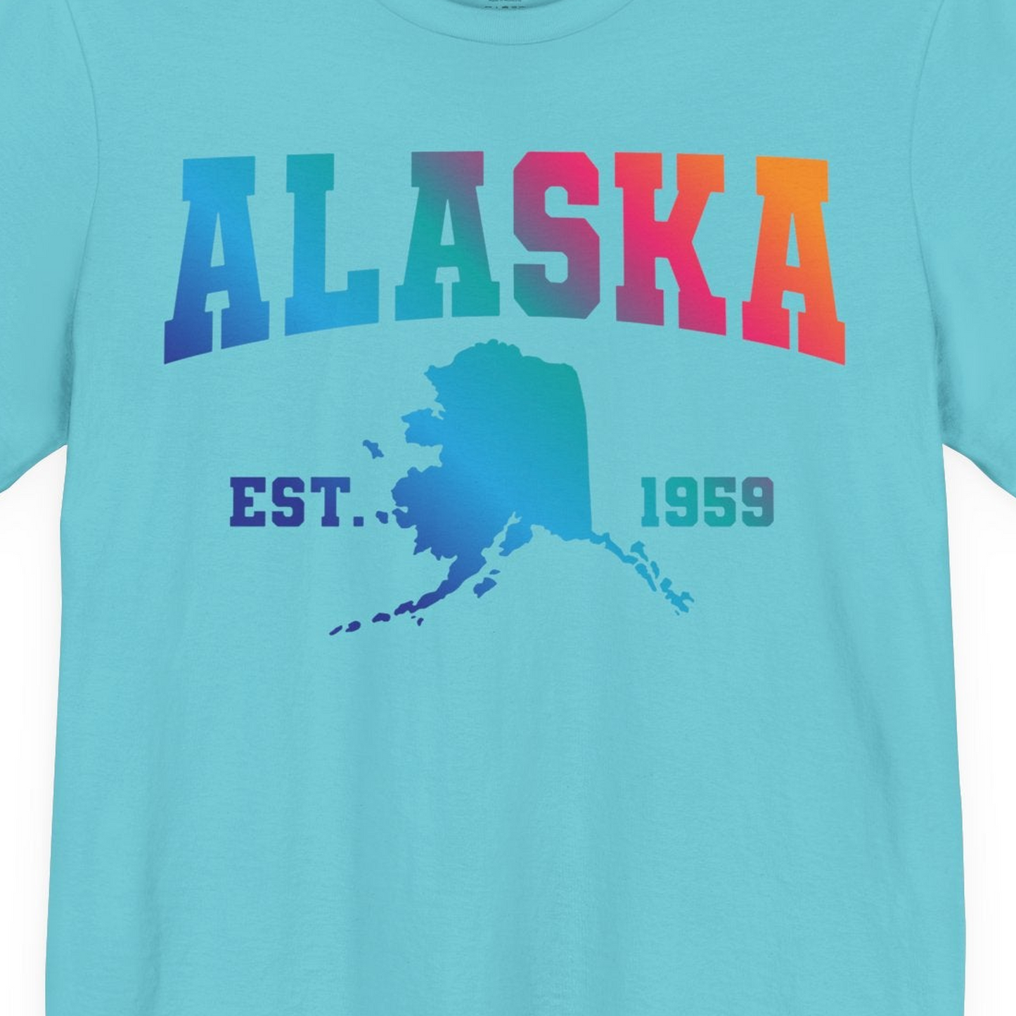 Retro Alaska Est 1959 Shirt Premium T-Shirt – Turquoise – Alaska Cruise Shirts Close Up