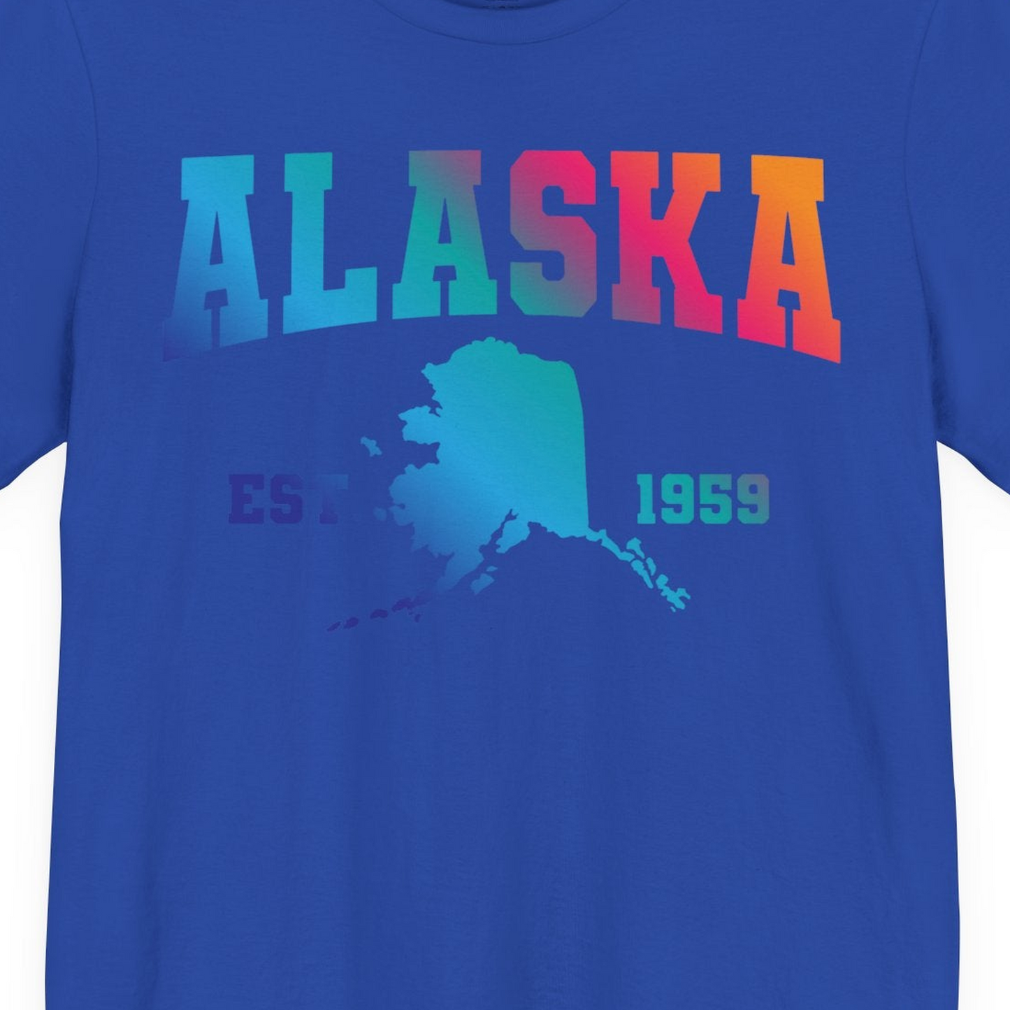 Retro Alaska Est 1959 Shirt Premium T-Shirt – True Royal – Alaska Cruise Shirts Close Up