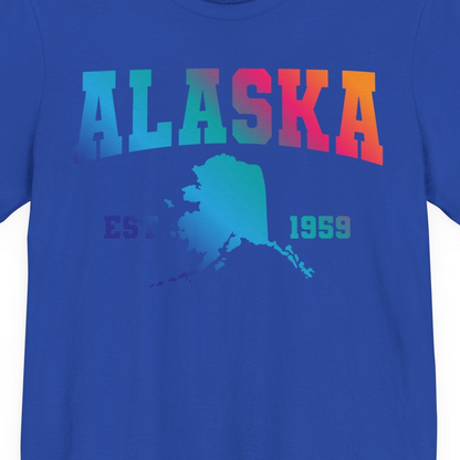 Retro Alaska Est 1959 Shirt Premium T-Shirt – True Royal – Alaska Cruise Shirts Close Up