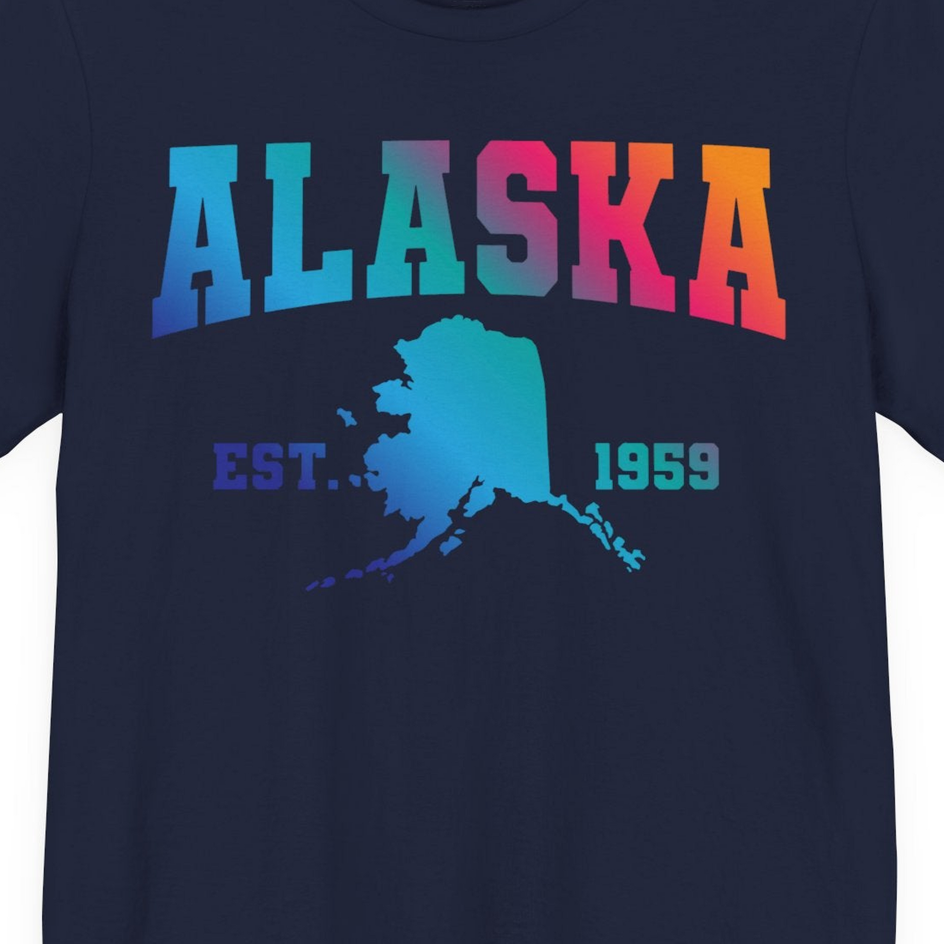 Retro Alaska Est 1959 Shirt Premium T-Shirt – Navy – Alaska Cruise Shirts Close Up