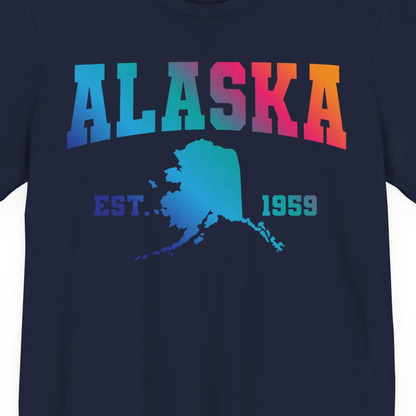 Retro Alaska Est 1959 Shirt Premium T-Shirt – Navy – Alaska Cruise Shirts Close Up