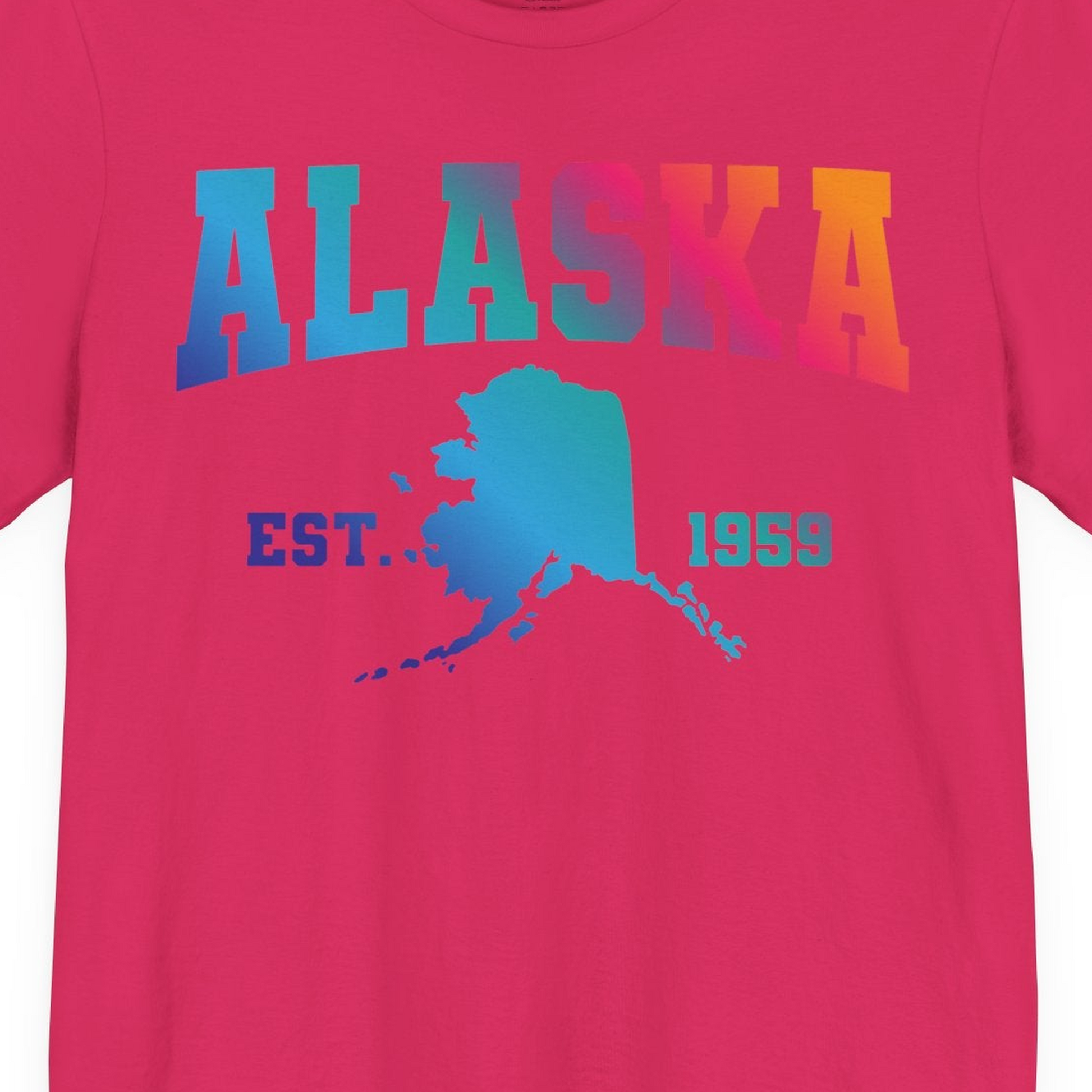 Retro Alaska Est 1959 Shirt Premium T-Shirt – Fuchsia – Alaska Cruise Shirts Close Up