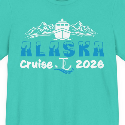 Alaska Cruise 2026 Shirt Premium T-Shirt – Teal – Alaska Cruise Shirts Close Up