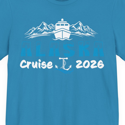 Alaska Cruise 2026 Shirt Premium T-Shirt – Aqua – Alaska Cruise Shirts Close Up
