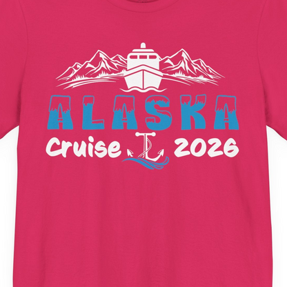 Alaska Cruise 2026 Shirt Premium T-Shirt – Fuchsia – Alaska Cruise Shirts Close Up