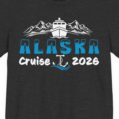 Alaska Cruise 2026 Shirt Premium T-Shirt – Dark Grey Heather – Alaska Cruise Shirts Close Up