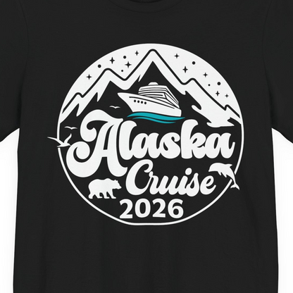 Alaska Cruise 2026 Shirt Premium T-Shirt – Black – Alaska Cruise Shirts Close Up