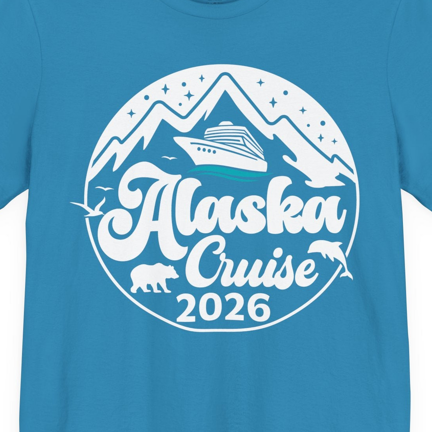 Alaska Cruise 2026 Shirt Premium T-Shirt – Aqua – Alaska Cruise Shirts Close Up