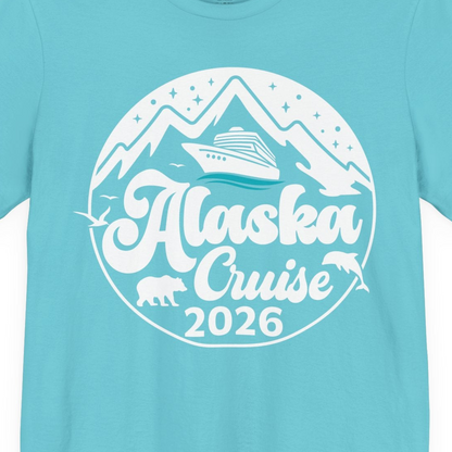 Alaska Cruise 2026 Shirt Premium T-Shirt – Turquoise – Alaska Cruise Shirts Close Up