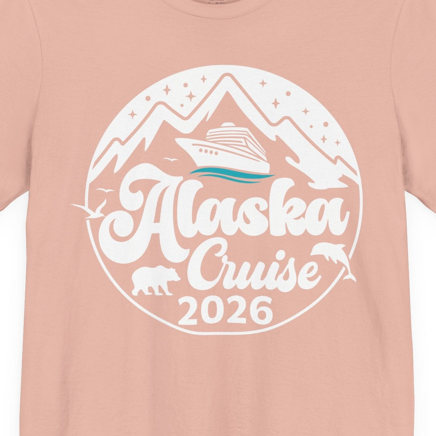 Alaska Cruise 2026 Shirt Premium T-Shirt – Peach – Alaska Cruise Shirts Close Up