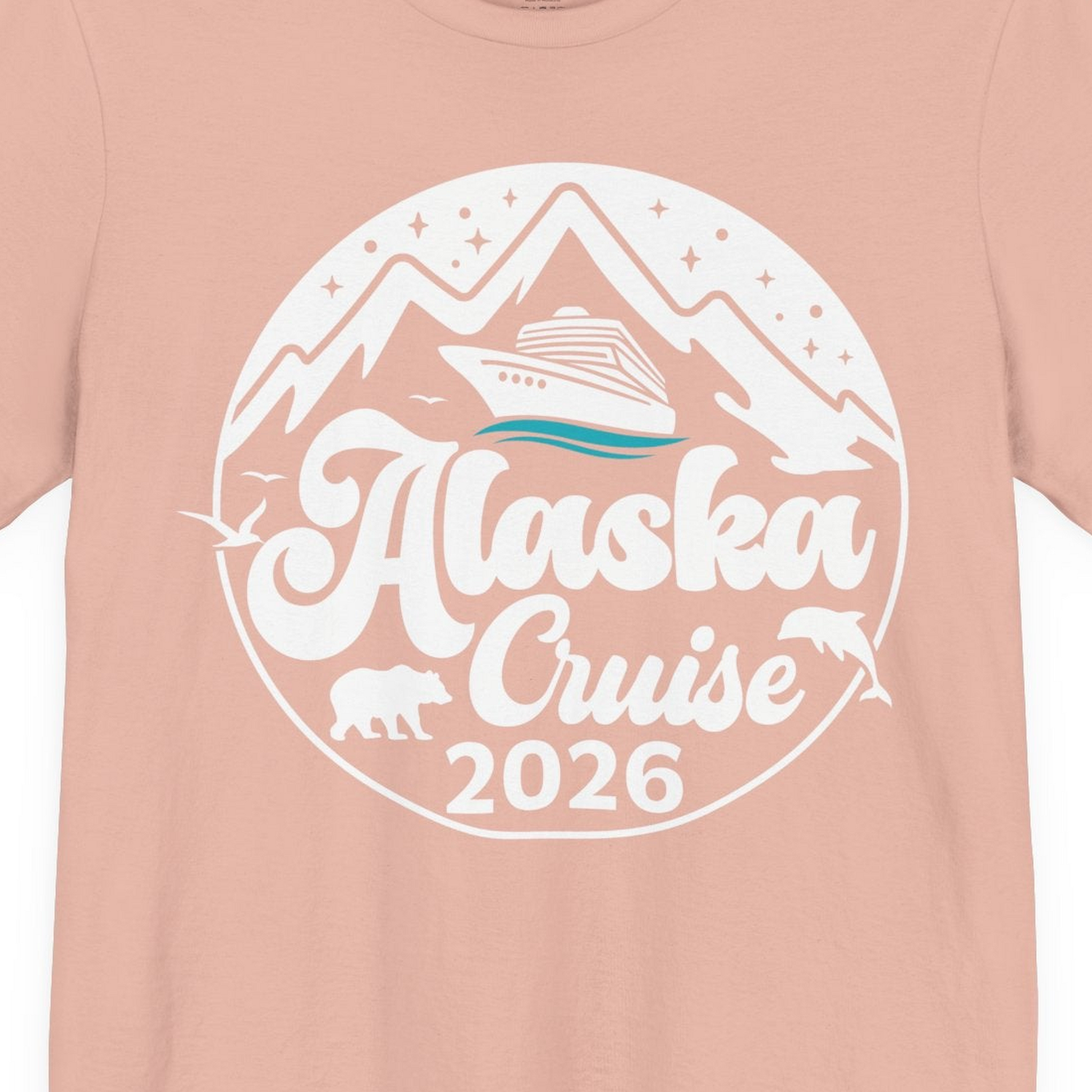 Alaska Cruise 2026 Shirt Premium T-Shirt – Peach – Alaska Cruise Shirts Close Up