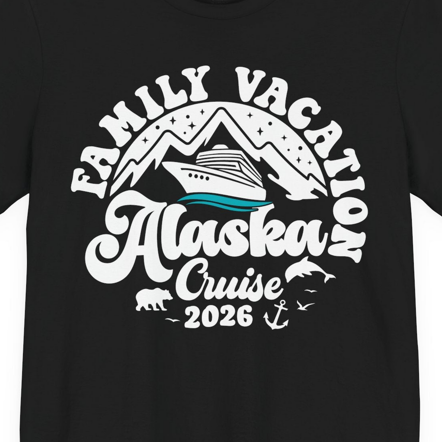 Alaska Family Cruise Shirt Premium T-Shirt – Black – Alaska Cruise Shirts Close Up