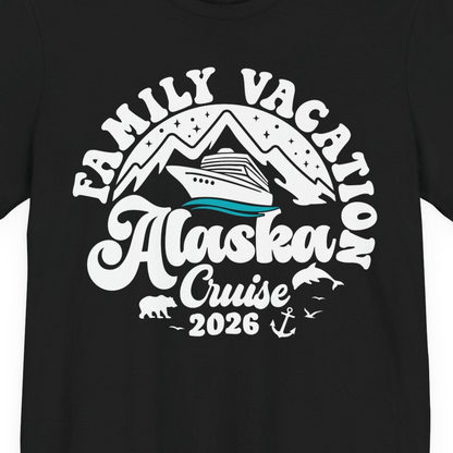 Alaska Family Cruise Shirt Premium T-Shirt – Black – Alaska Cruise Shirts Close Up