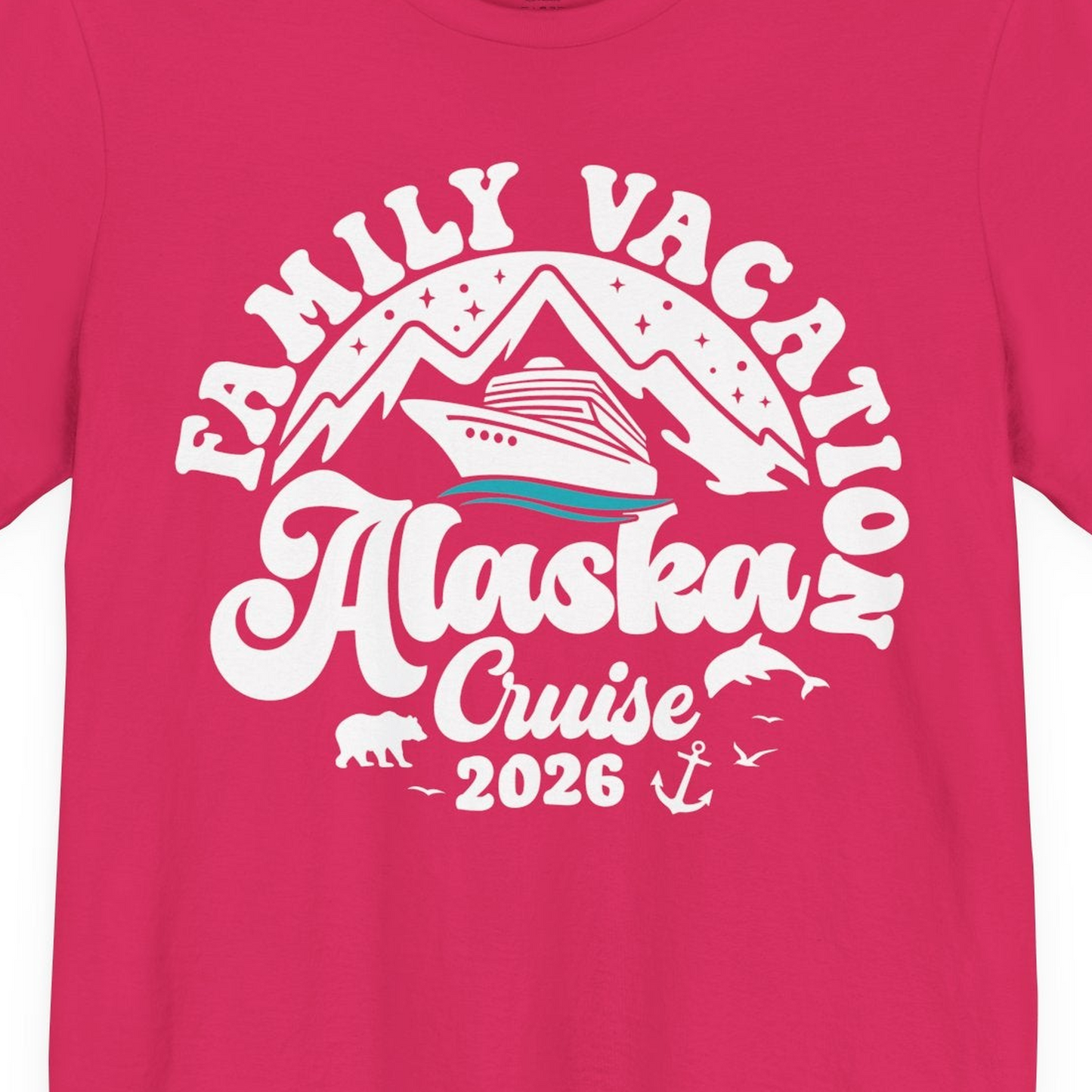 Alaska Family Cruise Shirt Premium T-Shirt – Fuchsia – Alaska Cruise Shirts Close Up