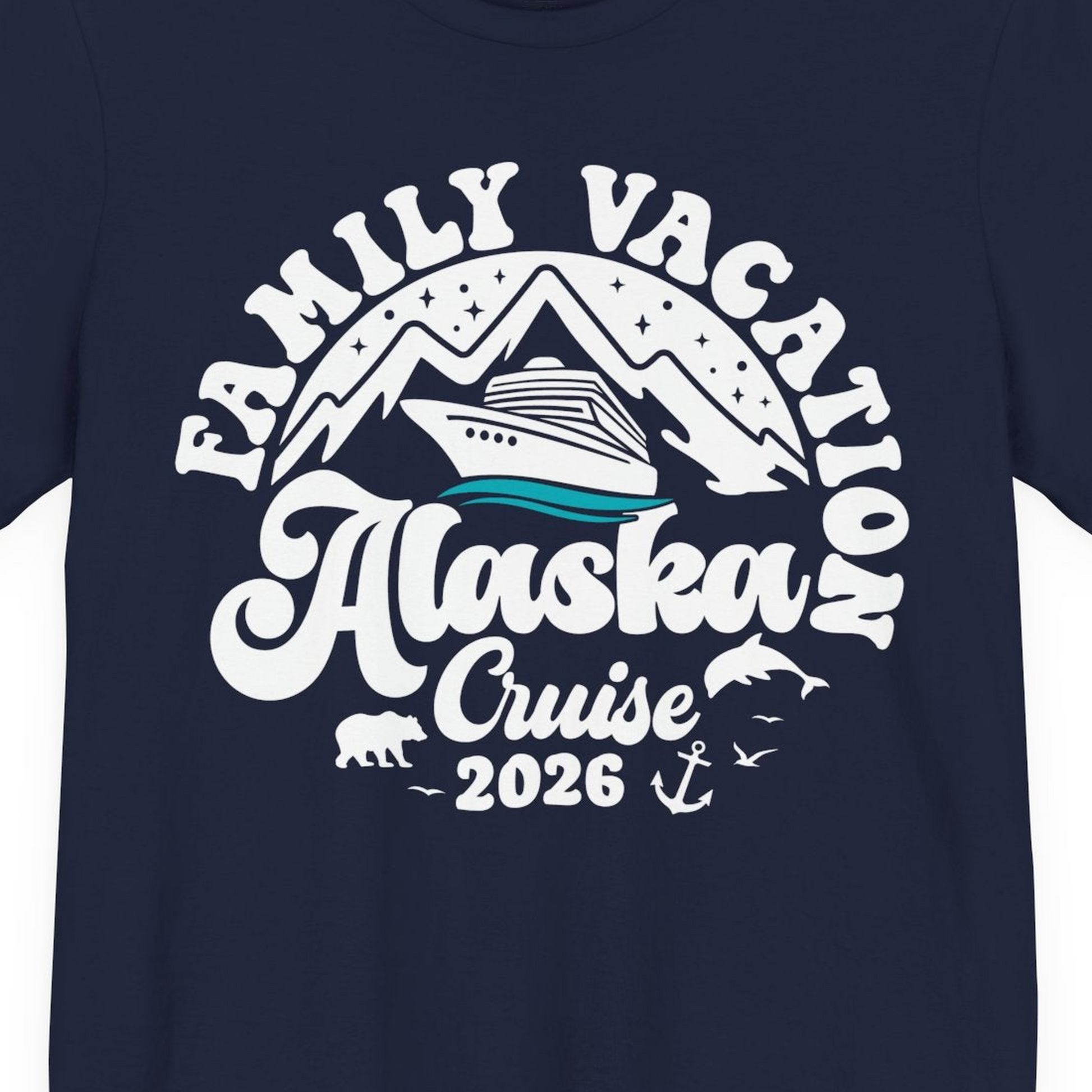 Alaska Family Cruise Shirt Premium T-Shirt – Navy – Alaska Cruise Shirts Close Up