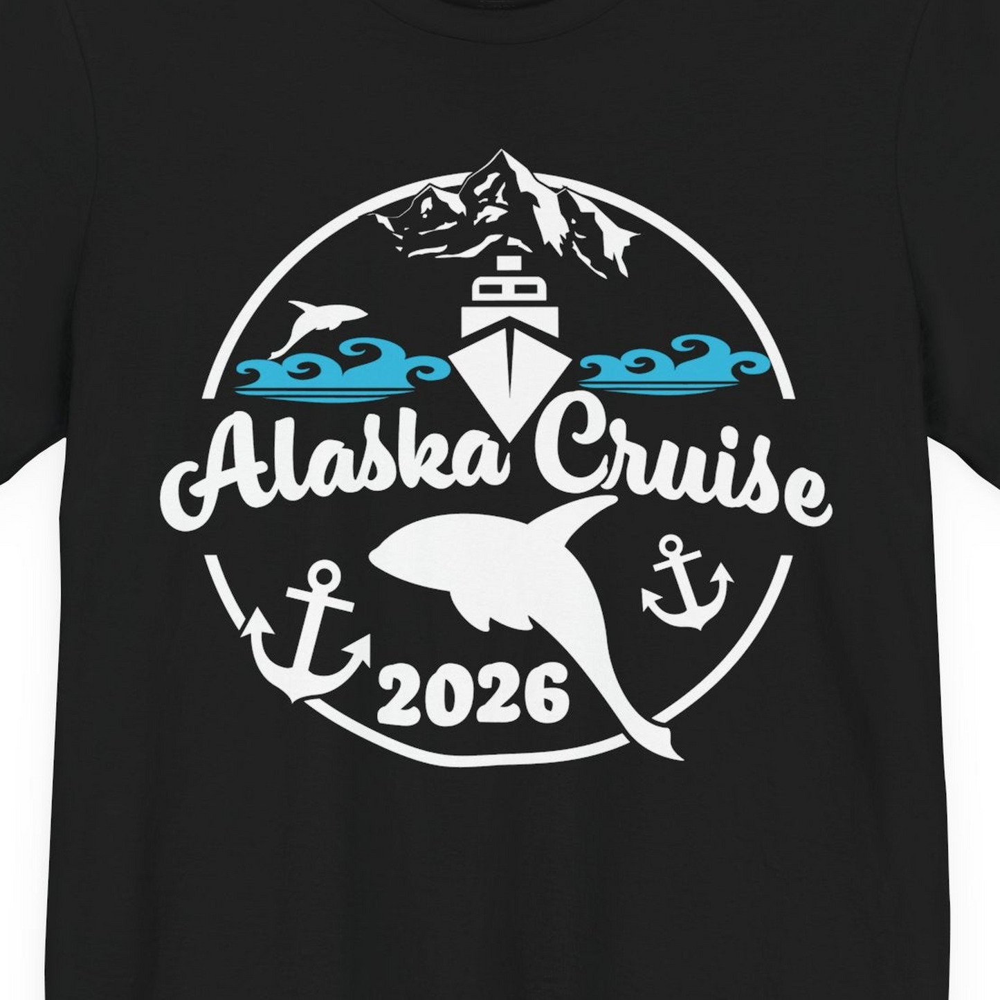 Alaska Cruise 2026 Shirt Premium T-Shirt – Black – Alaska Cruise Shirts Close Up