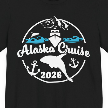 Alaska Cruise 2026 Shirt Premium T-Shirt – Black – Alaska Cruise Shirts Close Up