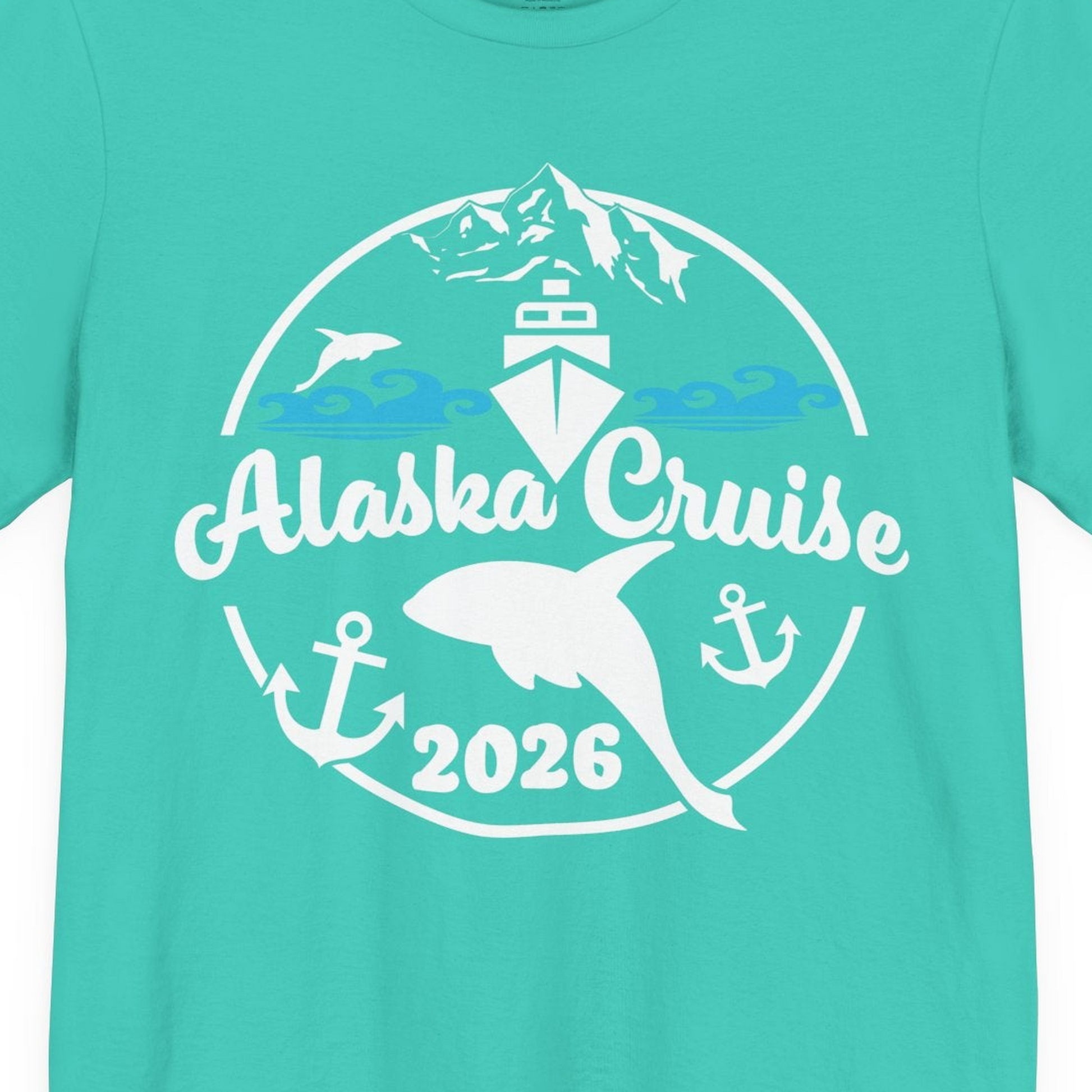 Alaska Cruise 2026 Shirt Premium T-Shirt – Teal – Alaska Cruise Shirts Close Up