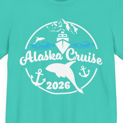 Alaska Cruise 2026 Shirt Premium T-Shirt – Teal – Alaska Cruise Shirts Close Up
