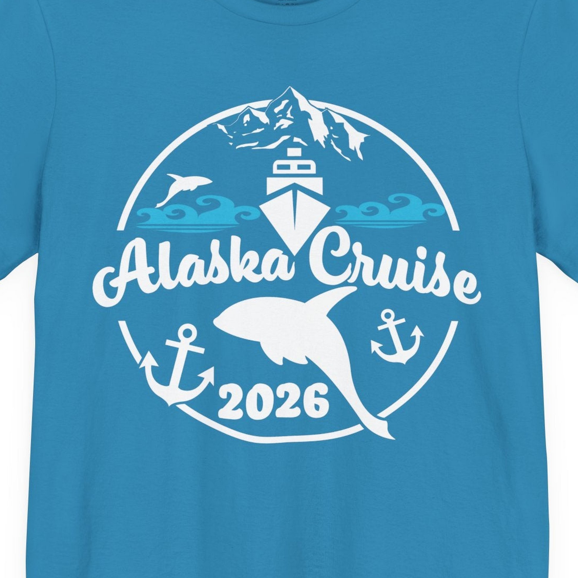 Alaska Cruise 2026 Shirt Premium T-Shirt – Aqua – Alaska Cruise Shirts Close Up