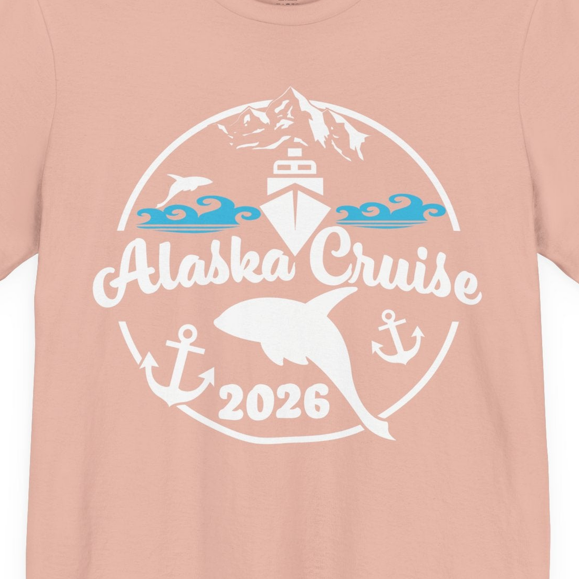 Alaska Cruise 2026 Shirt Premium T-Shirt – Peach – Alaska Cruise Shirts Close Up