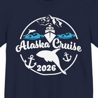 Alaska Cruise 2026 Shirt Premium T-Shirt – Navy – Alaska Cruise Shirts Close Up