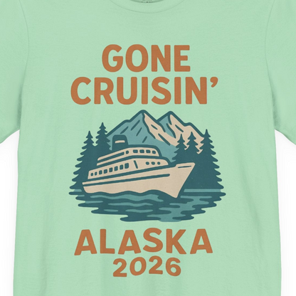 Gone Cruisin Alaska 2026 Retro Cruise Ship Nature Scenery Shirt — Premium Tee Premium T-Shirt – Mint – Alaska Cruise Shirts Close Up
