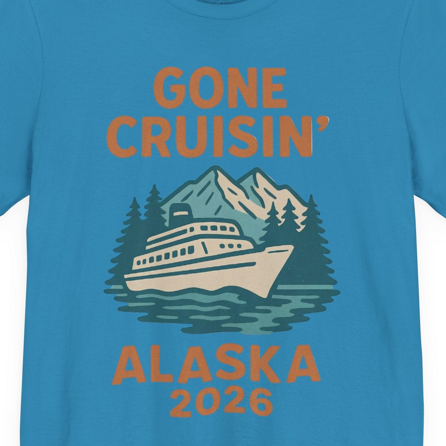 Gone Cruisin Alaska 2026 Retro Cruise Ship Nature Scenery Shirt — Premium Tee Premium T-Shirt – Aqua – Alaska Cruise Shirts Close Up