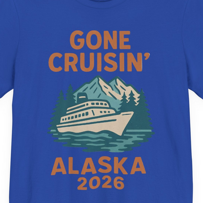 Gone Cruisin Alaska 2026 Retro Cruise Ship Nature Scenery Shirt — Premium Tee Premium T-Shirt – True Royal – Alaska Cruise Shirts Close Up
