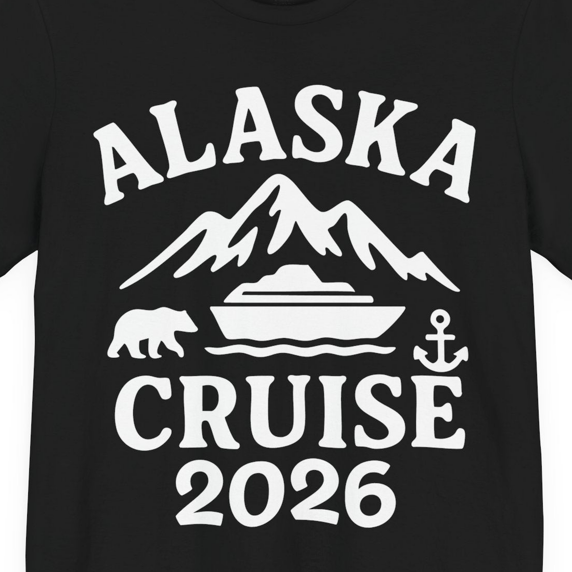 Alaska Cruise 2026 Shirt Premium T-Shirt – Black – Alaska Cruise Shirts Close Up