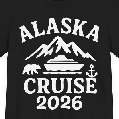 Alaska Cruise 2026 Shirt Premium T-Shirt – Black – Alaska Cruise Shirts Close Up