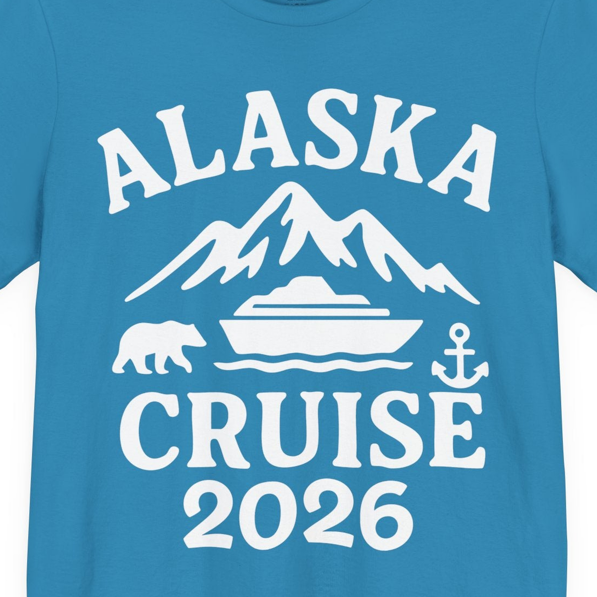 Alaska Cruise 2026 Shirt Premium T-Shirt – Aqua – Alaska Cruise Shirts Close Up