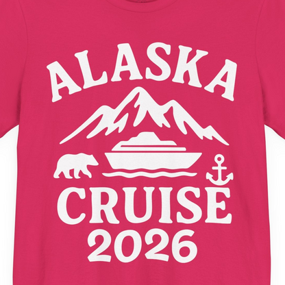 Alaska Cruise 2026 Shirt Premium T-Shirt – Fuchsia – Alaska Cruise Shirts Close Up