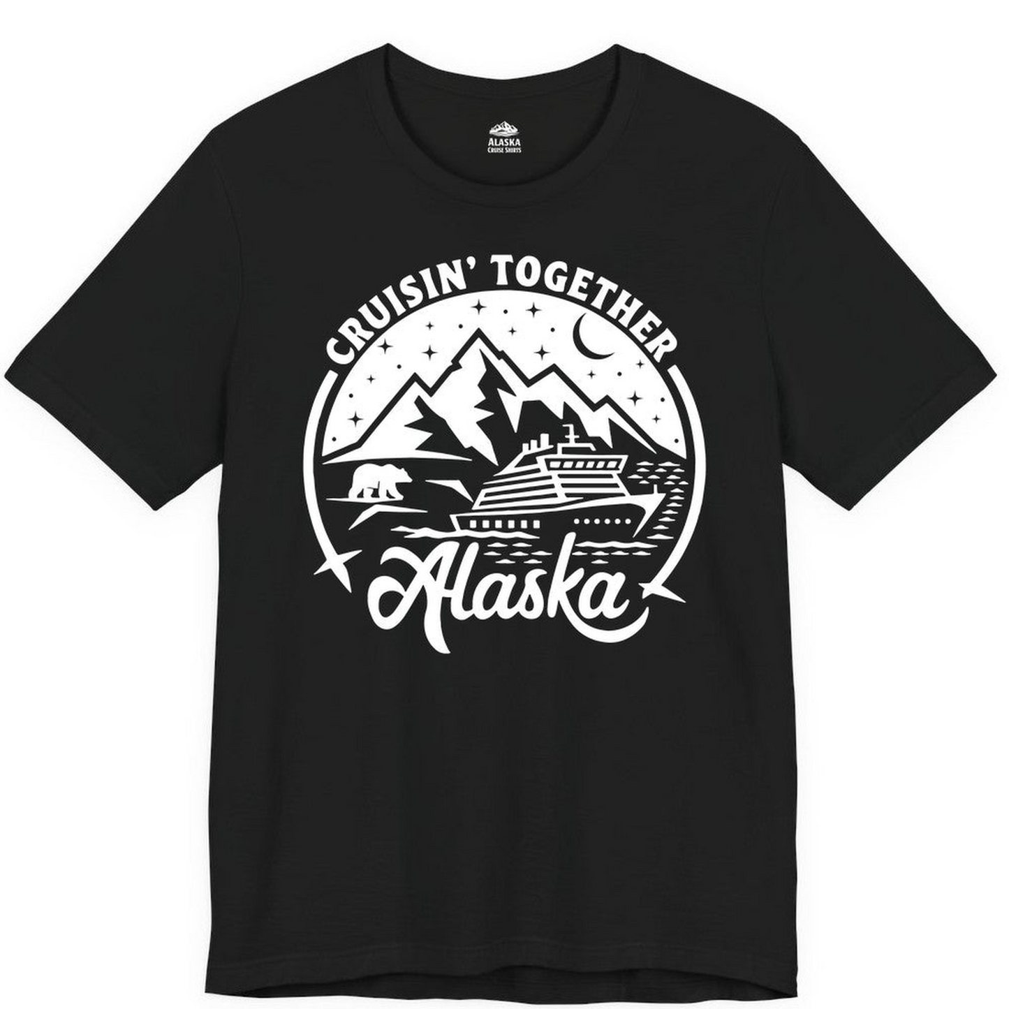 Alaska Cruise Adventure Shirt Premium T-Shirt – Black – Alaska Cruise Shirts Close Up