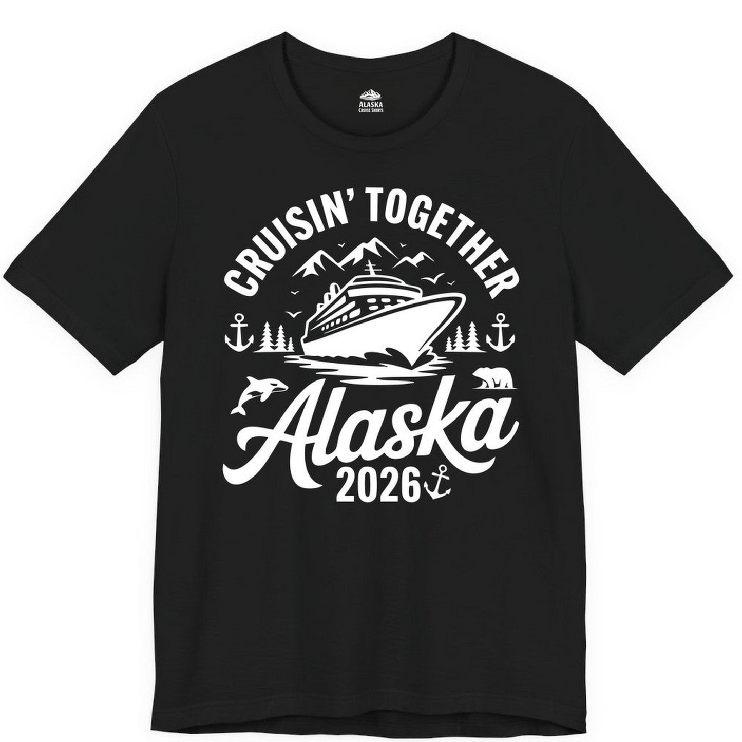 Alaska Cruise Adventure Shirt Premium T-Shirt – Black – Alaska Cruise Shirts Close Up