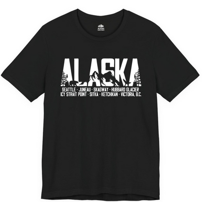 Alaska Cruise Silhouette Wildlife Destinations Shirt Seattle Juneau — Premium Tee Premium T-Shirt – Black – Alaska Cruise Shirts Close Up