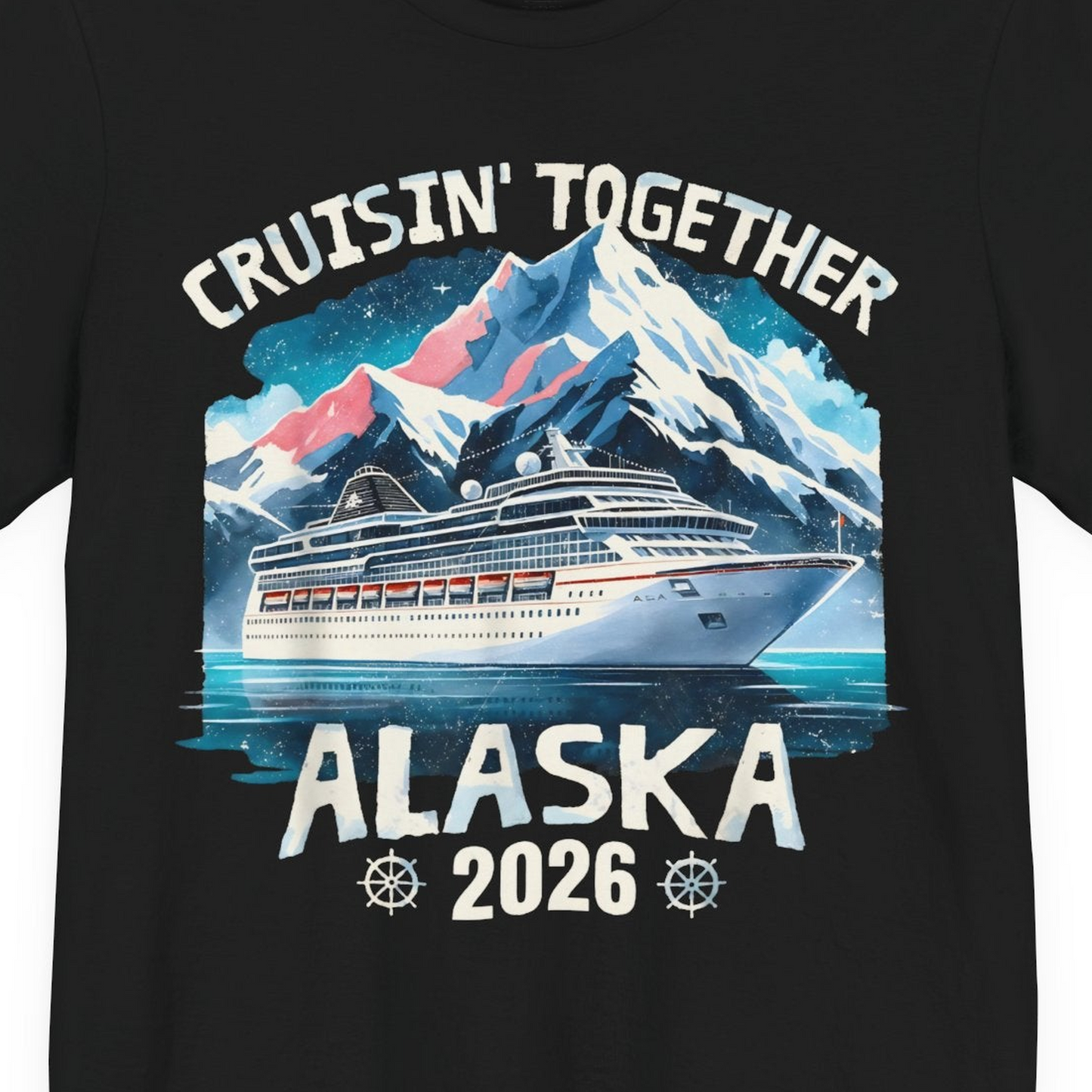 Alaska Cruise 2026 Shirt Premium T-Shirt – Black – Alaska Cruise Shirts Close Up