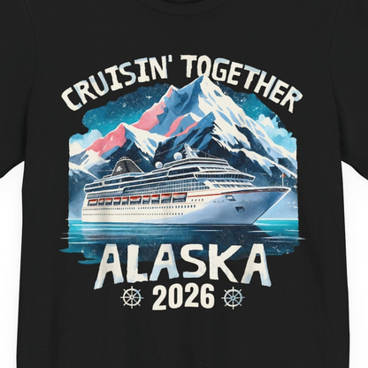 Alaska Cruise 2026 Shirt Premium T-Shirt – Black – Alaska Cruise Shirts Close Up