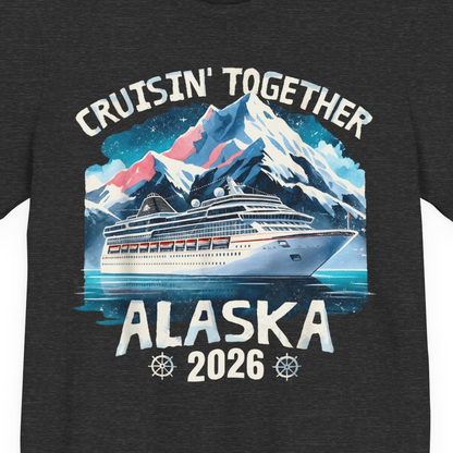 Alaska Cruise 2026 Shirt Premium T-Shirt – Dark Grey Heather – Alaska Cruise Shirts Close Up
