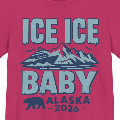 Ice Ice Baby Alaska Cruise Shirt Premium T-Shirt – Berry – Alaska Cruise Shirts Close Up