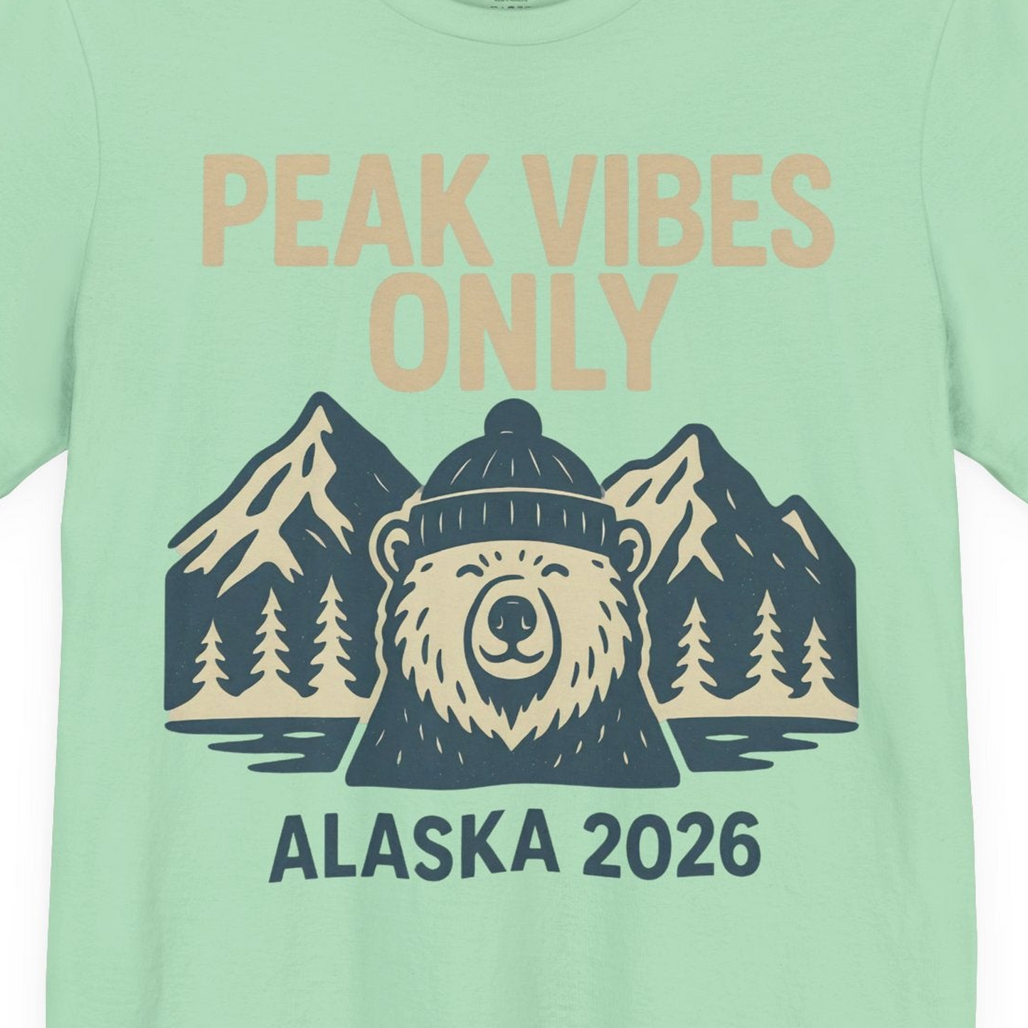 Alaska 2026 Mountain Adventure Bear Premium T-Shirt – Mint – Alaska Cruise Shirts Close Up