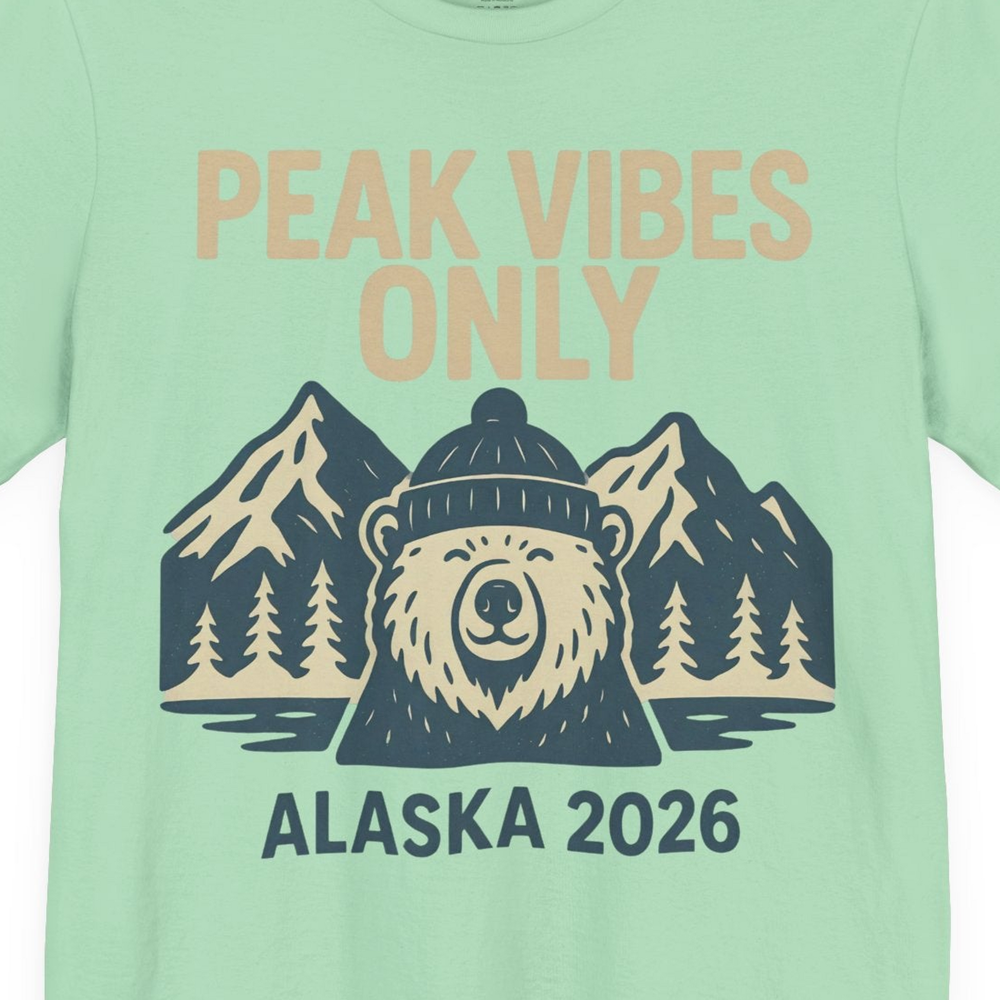 Alaska 2026 Mountain Adventure Bear Premium T-Shirt – Mint – Alaska Cruise Shirts Close Up