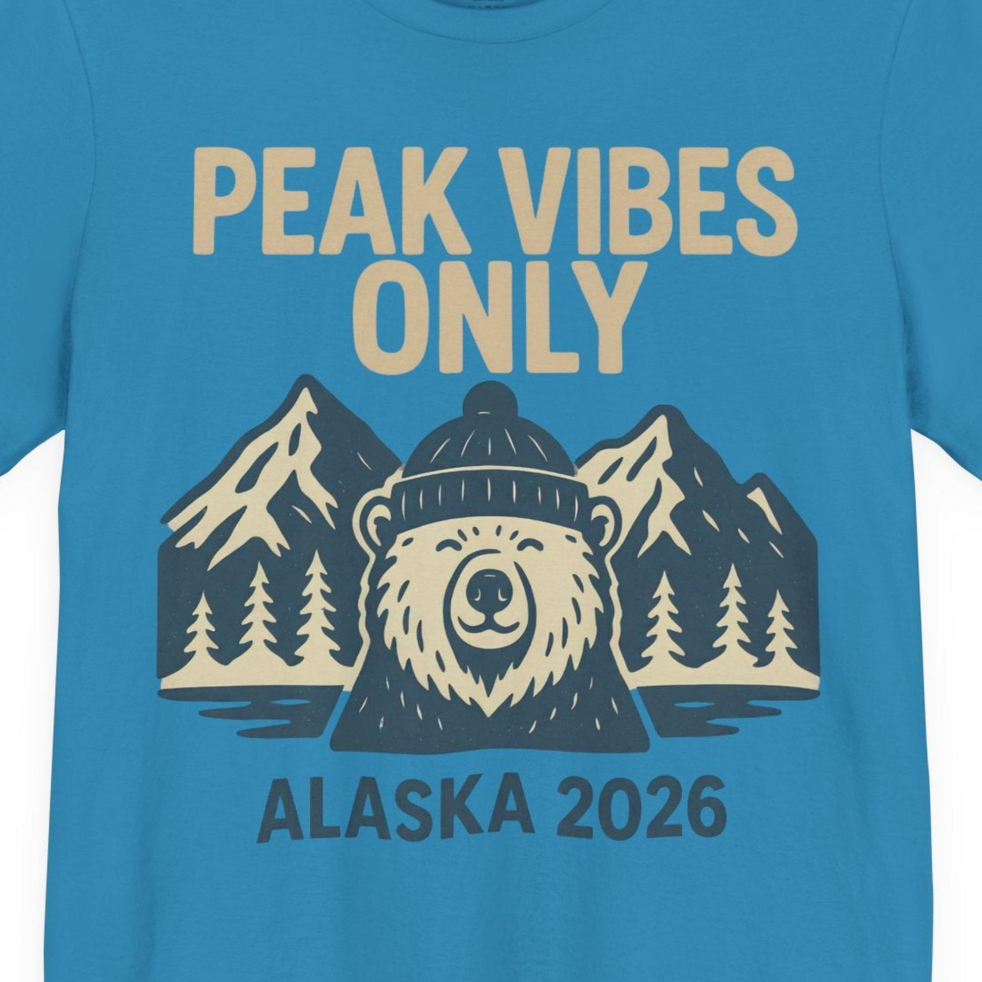 Alaska 2026 Mountain Adventure Bear Premium T-Shirt – Aqua – Alaska Cruise Shirts Close Up